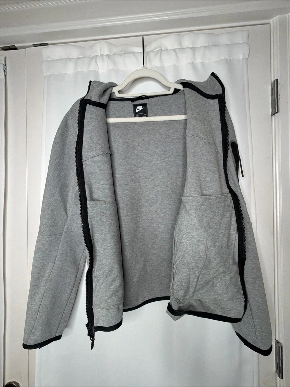 Nike Light Gray Tech Zip Hoodie with Black Accents
